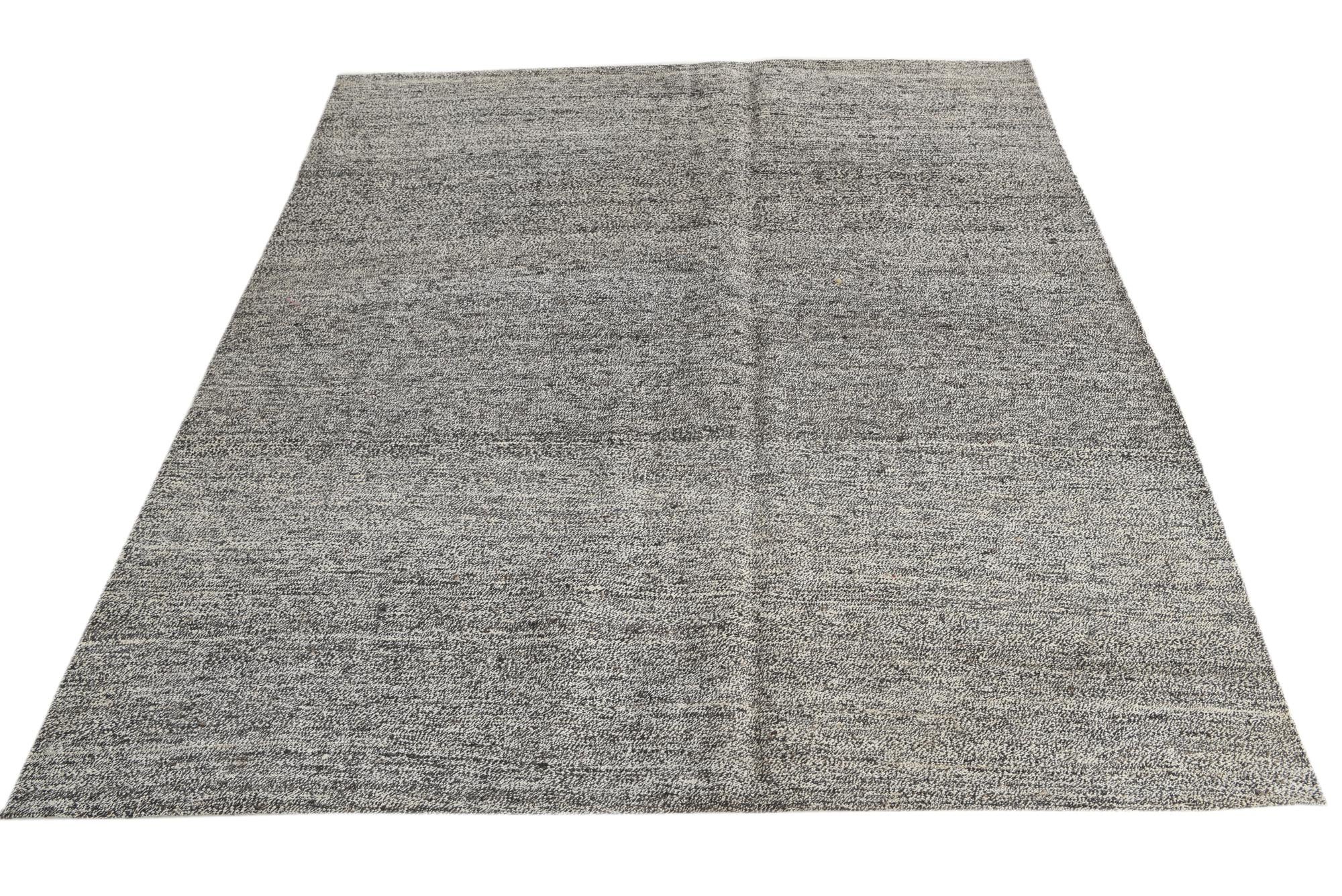 6' 4 x 6' 10 Hand Woven Kilim Modern Wool Square Rug