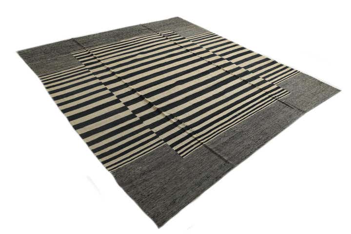 8' 9 x 9' 6 Hand Woven Kilim Modern Wool Square Rug