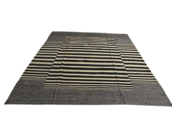 8' 9 x 9' 6 Hand Woven Kilim Modern Wool Square Rug