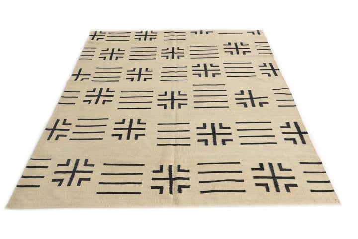5' 4 x 6' 6 Hand Woven Kilim Modern Wool Square Rug