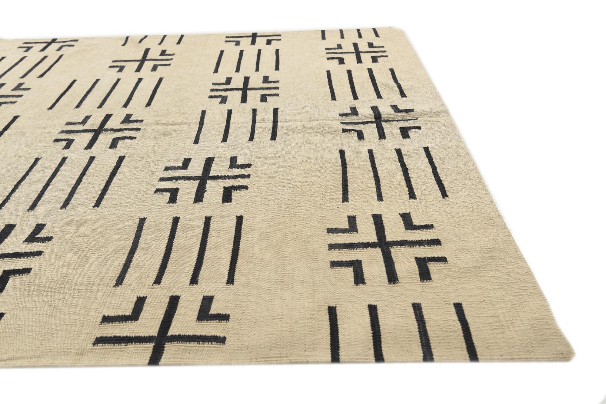 5' 4 x 6' 6 Hand Woven Kilim Modern Wool Square Rug