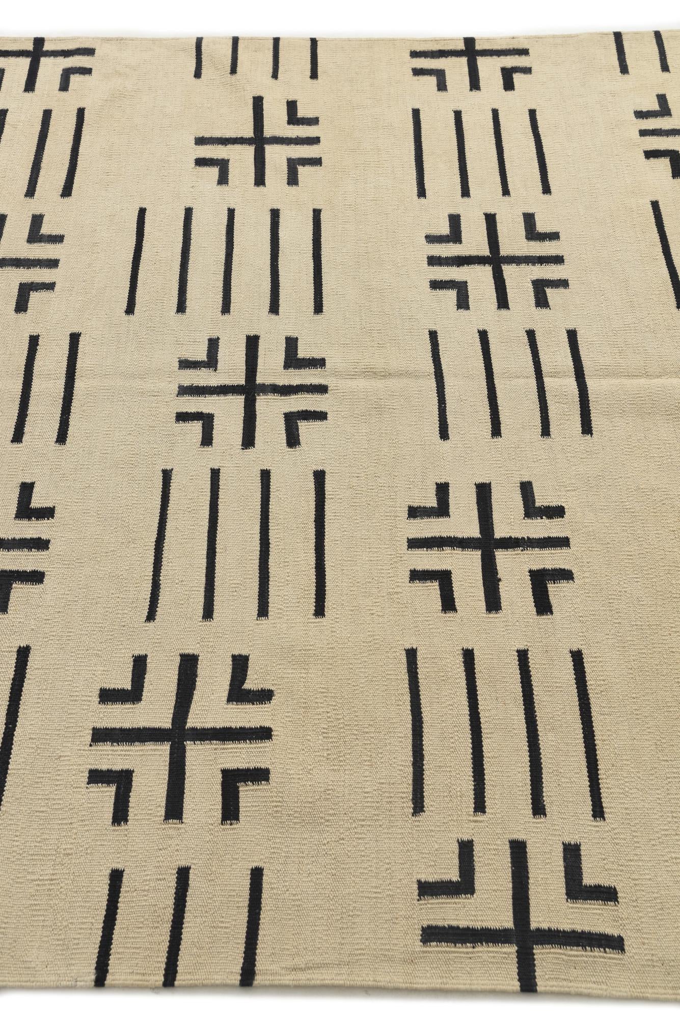 5' 4 x 6' 6 Hand Woven Kilim Modern Wool Square Rug