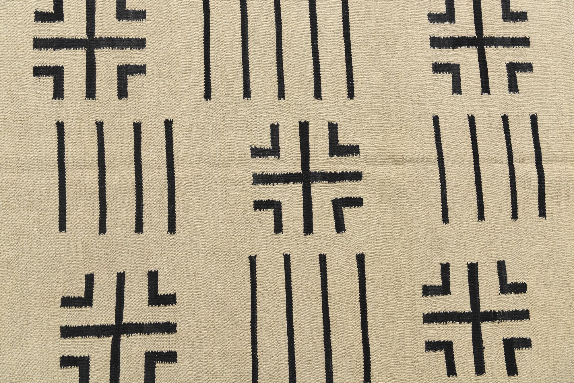 5' 4 x 6' 6 Hand Woven Kilim Modern Wool Square Rug