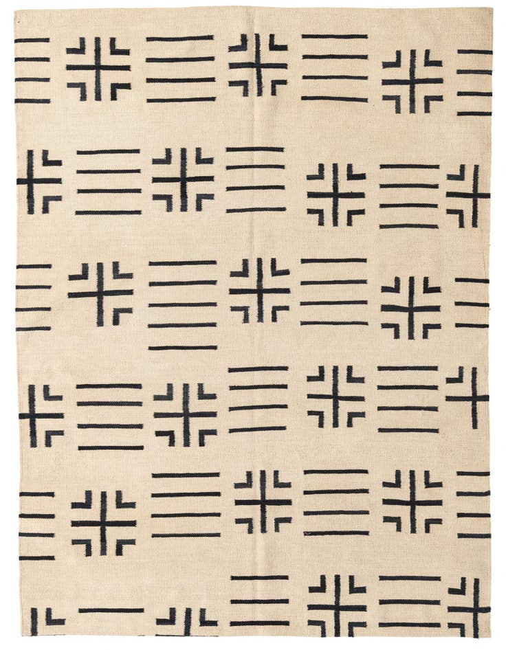 Detail image of 5' 4 x 6' 6 Hand Woven Kilim Modern Wool Square Rug