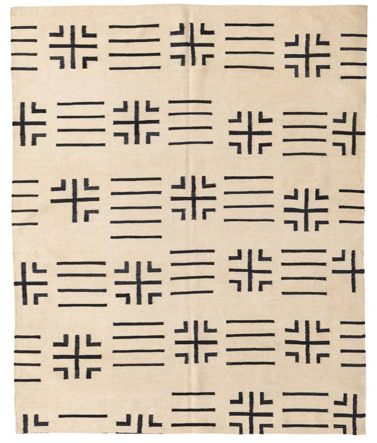 Detail image of 5' 4 x 6' 6 Hand Woven Kilim Modern Wool Square Rug