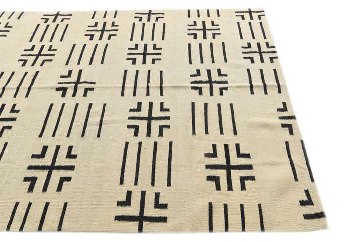 5' 3 x 6' 6 Hand Woven Kilim Modern Wool Square Rug