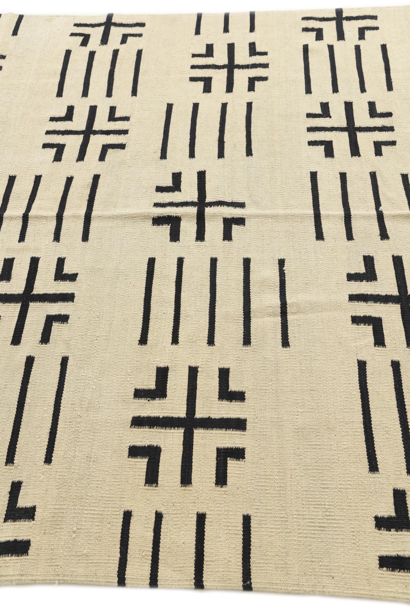 5' 3 x 6' 6 Hand Woven Kilim Modern Wool Square Rug