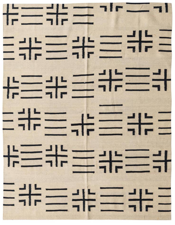 Detail image of 5' 3 x 6' 6 Hand Woven Kilim Modern Wool Square Rug