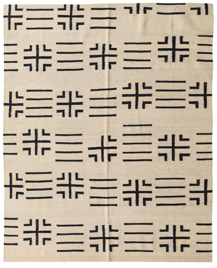 5' 3 x 6' 6 Hand Woven Kilim Modern Wool Square Rug