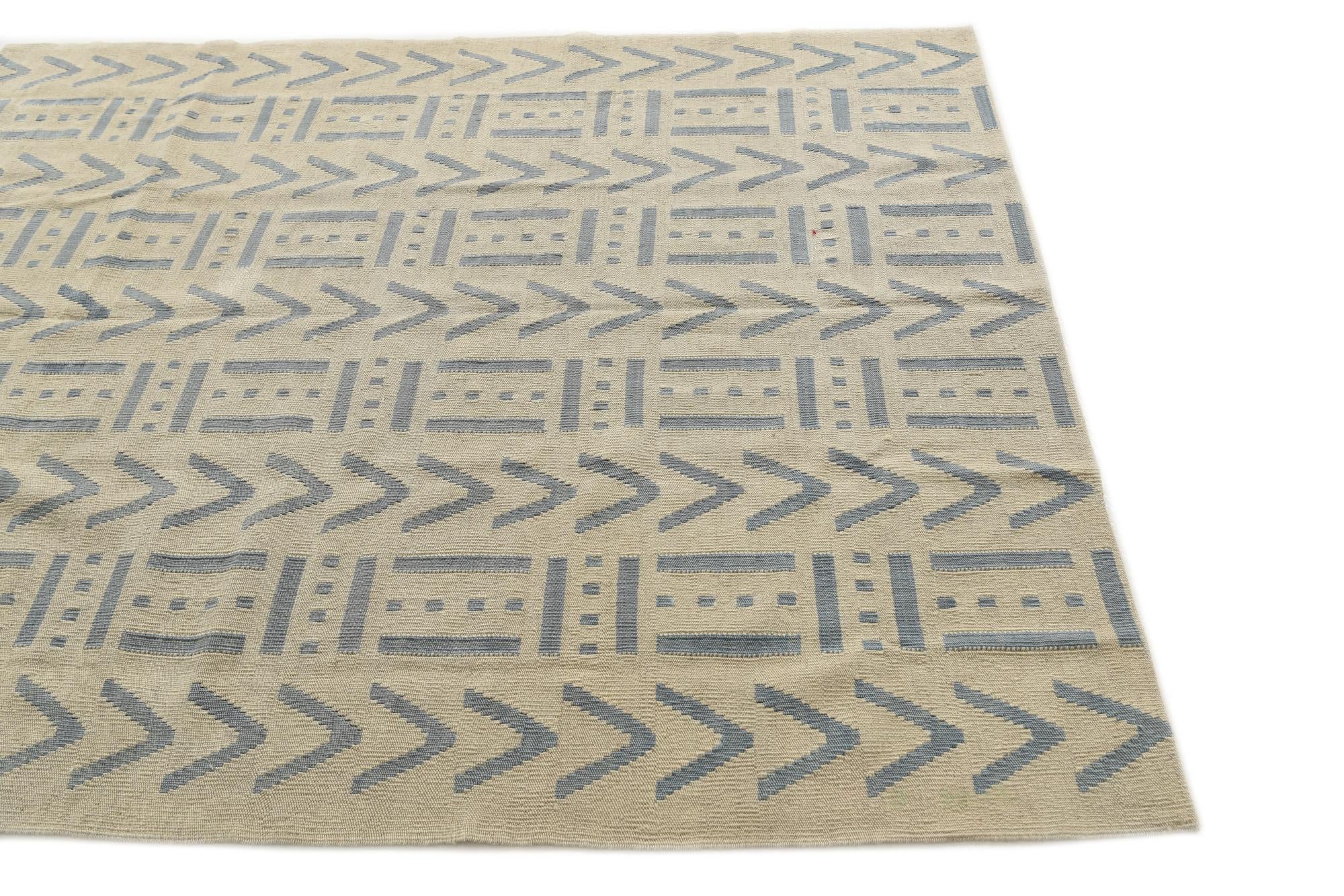 5' 3 x 6' 4 Hand Woven Kilim Modern Wool Square Rug