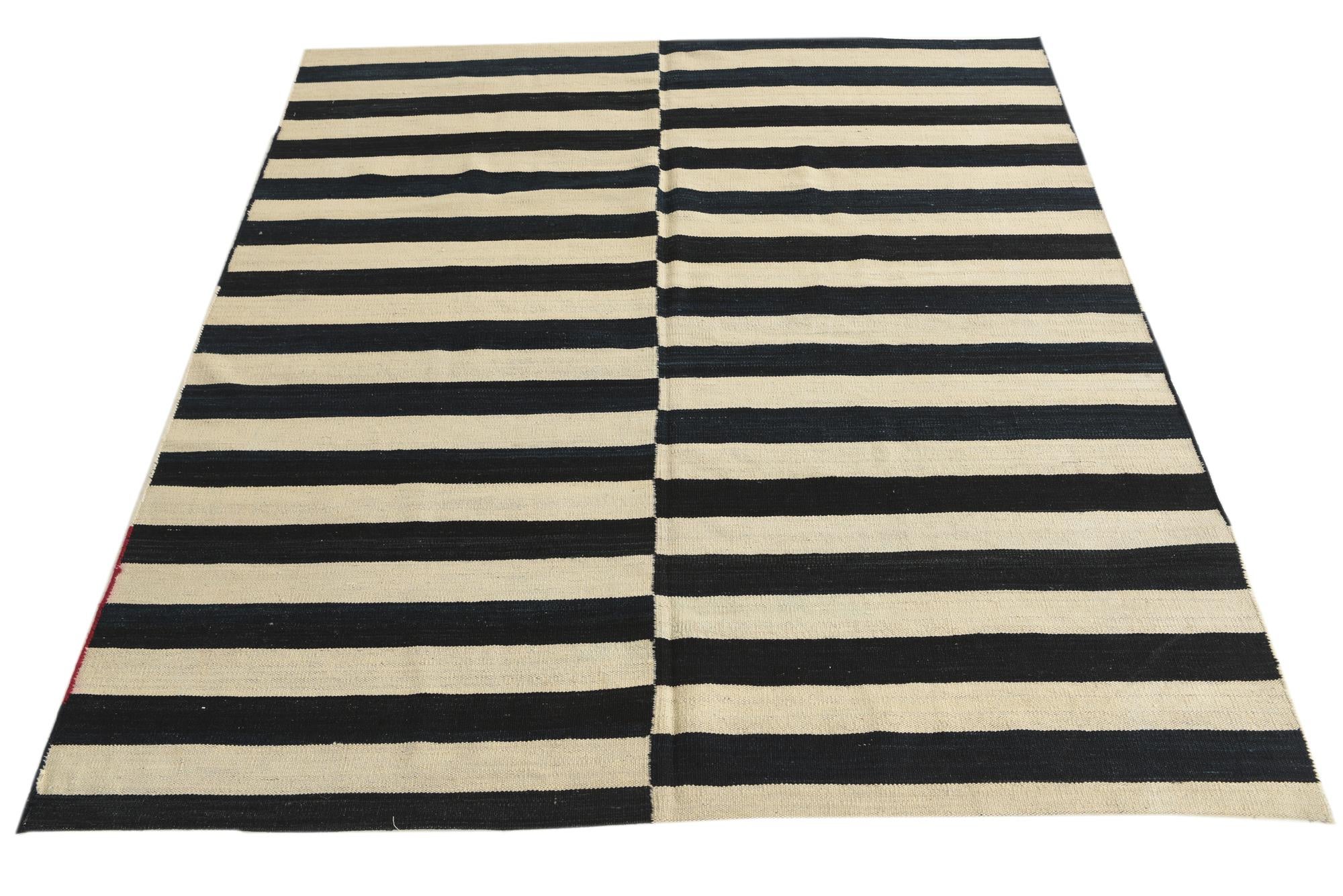 5' 2 x 5' 7 Hand Woven Kilim Modern Wool Square Rug
