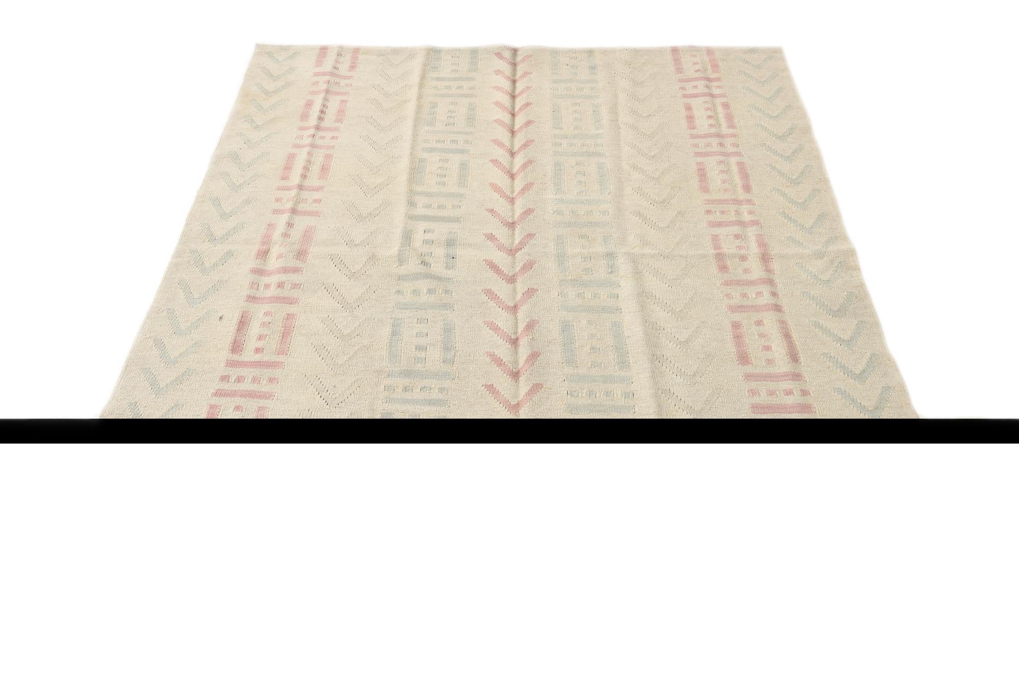 5' 2 x 5' 11 Hand Woven Kilim Modern Wool Square Rug