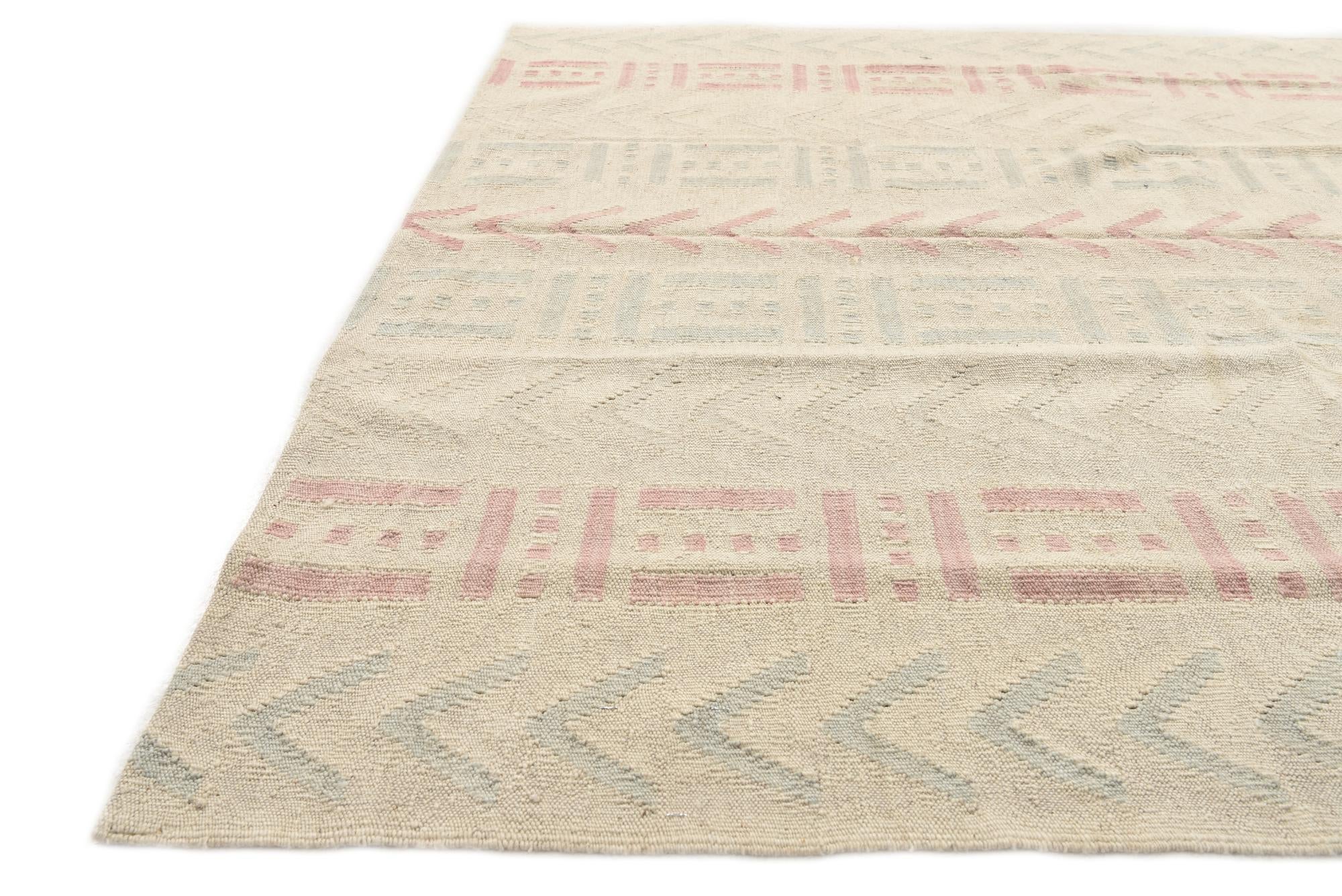 5' 2 x 5' 11 Hand Woven Kilim Modern Wool Square Rug