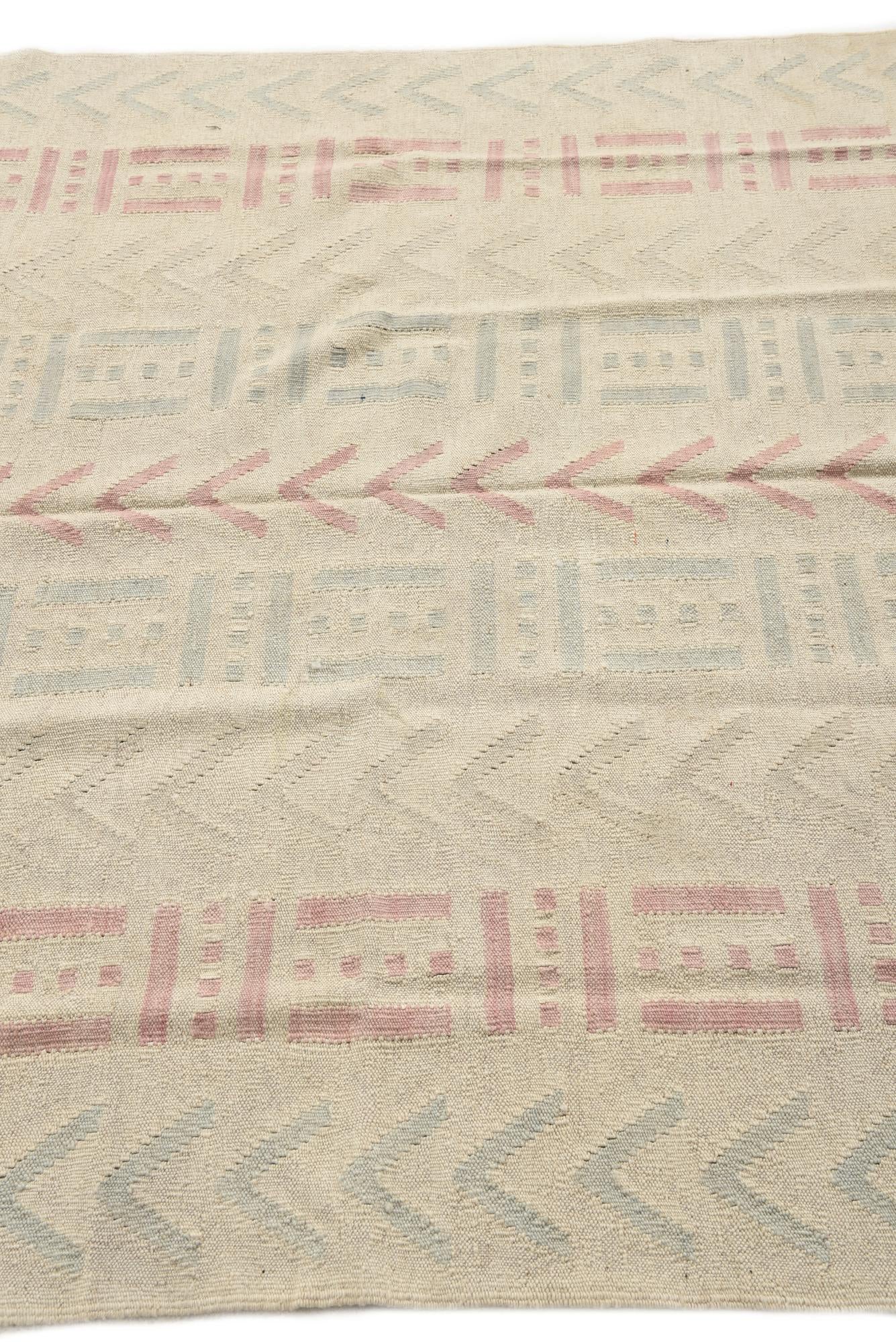 5' 2 x 5' 11 Hand Woven Kilim Modern Wool Square Rug