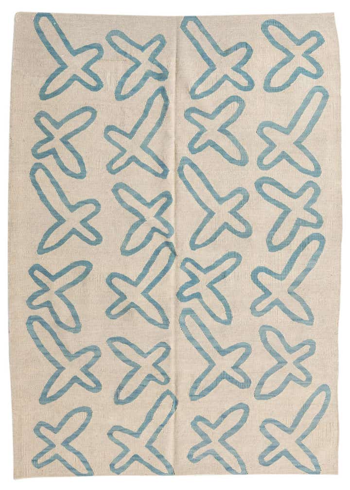 5' 4 x 6' 3 Hand Woven Kilim Modern Wool Square Rug