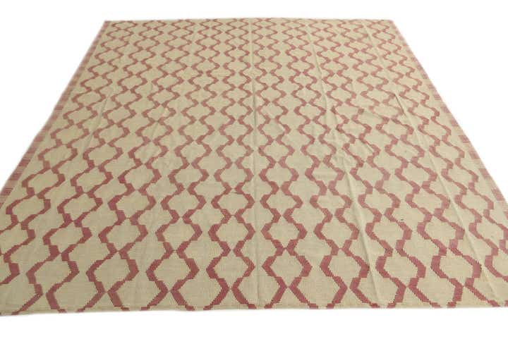 8' 8 x 9' 3 Hand Woven Kilim Modern Wool Square Rug
