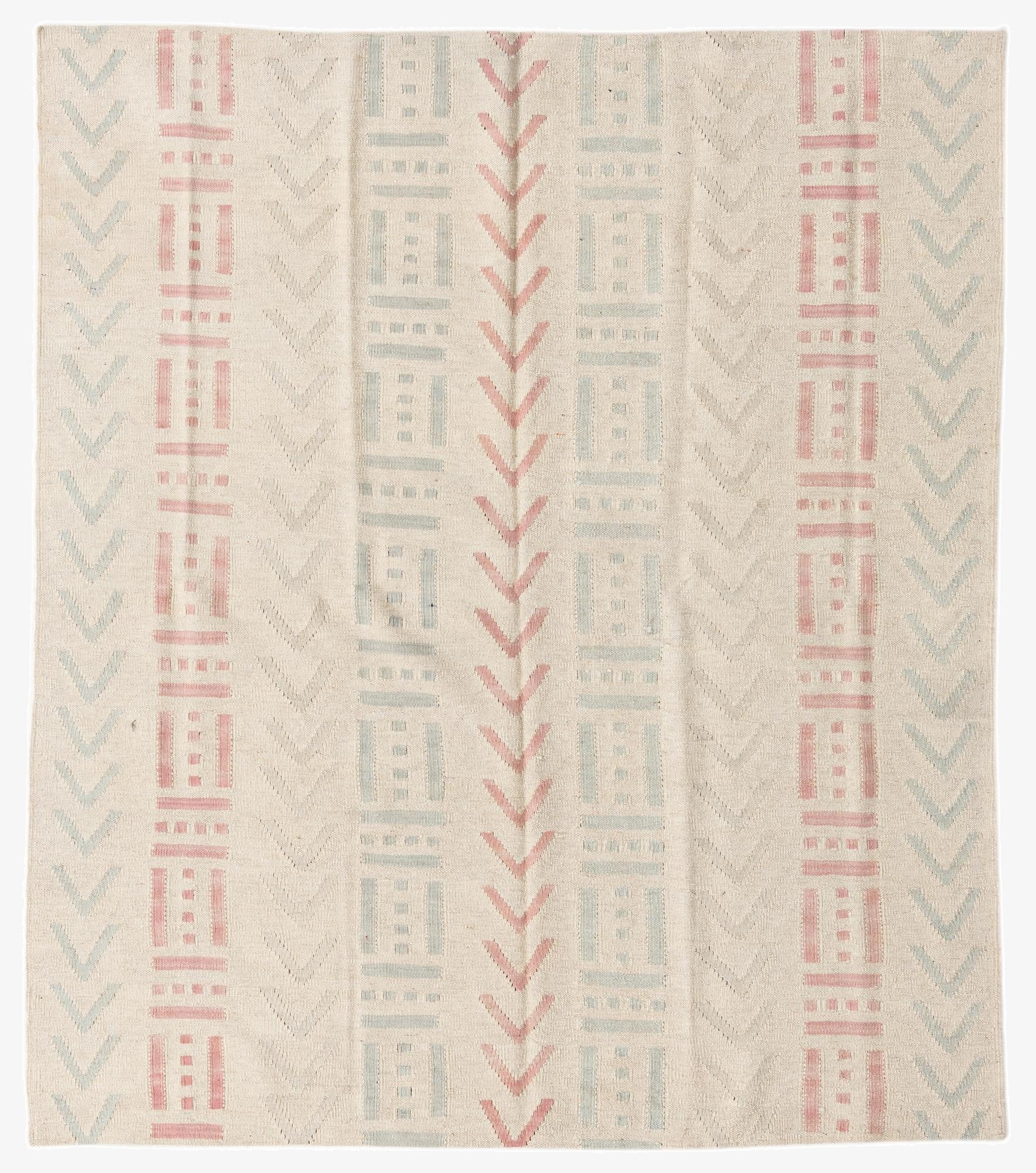 5' 2 x 5' 11  Hand Woven Kilim Modern Wool Square Rug