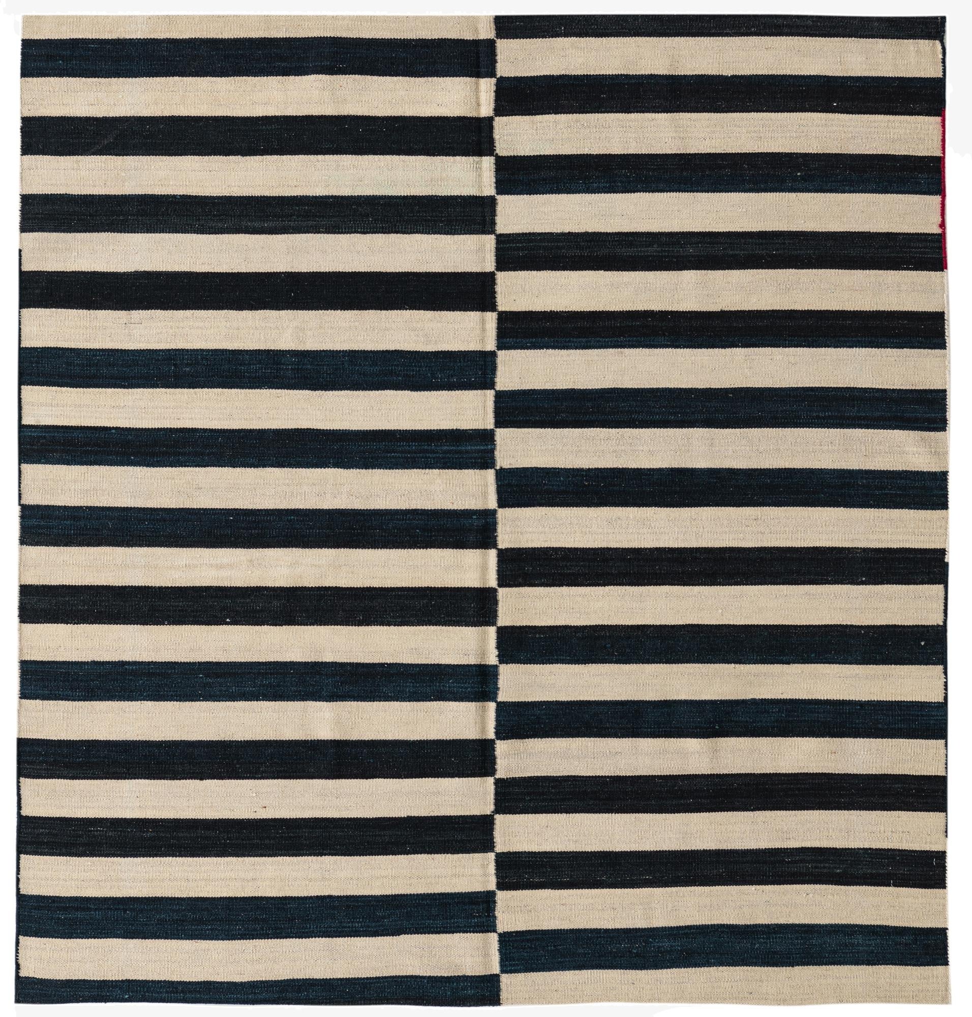 5' 2 x 5' 7  Hand Woven Kilim Modern Wool Square Rug