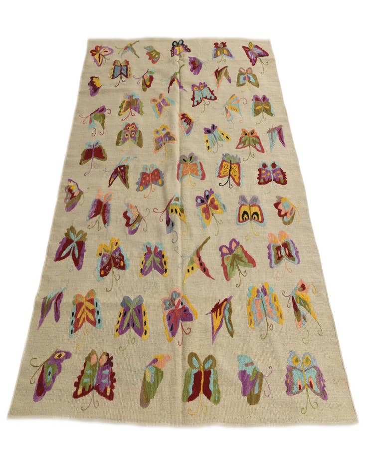 Detail image of 5' 2 x 6' 5  Hand Woven Kilim Suzani Wool Square Rug