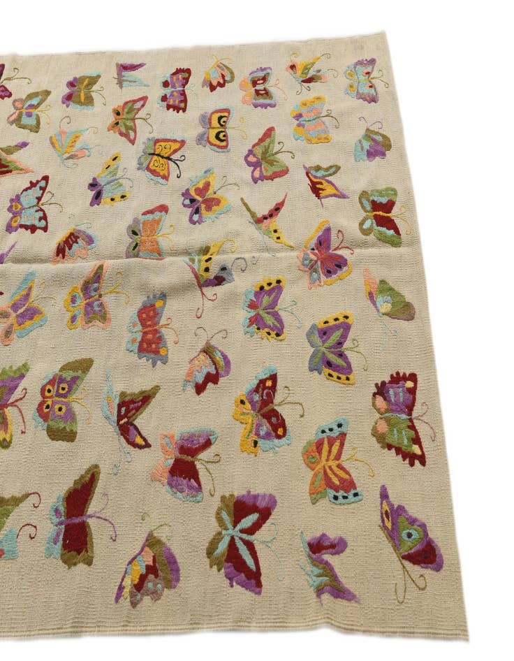 Detail image of 5' 2 x 6' 5  Hand Woven Kilim Suzani Wool Square Rug