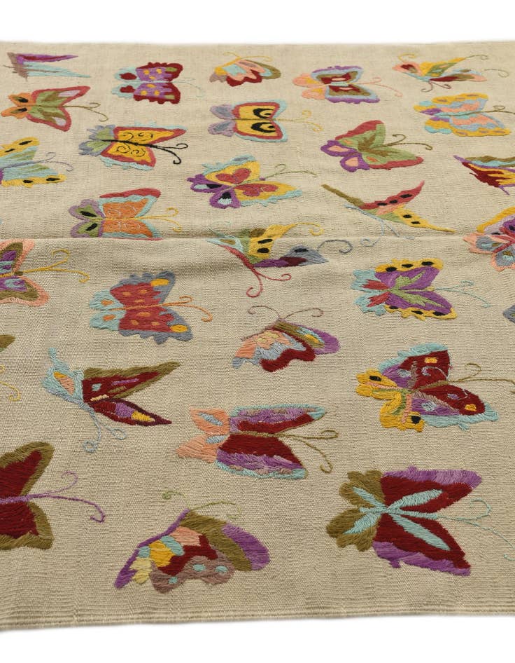 Detail image of 5' 2 x 6' 5  Hand Woven Kilim Suzani Wool Square Rug