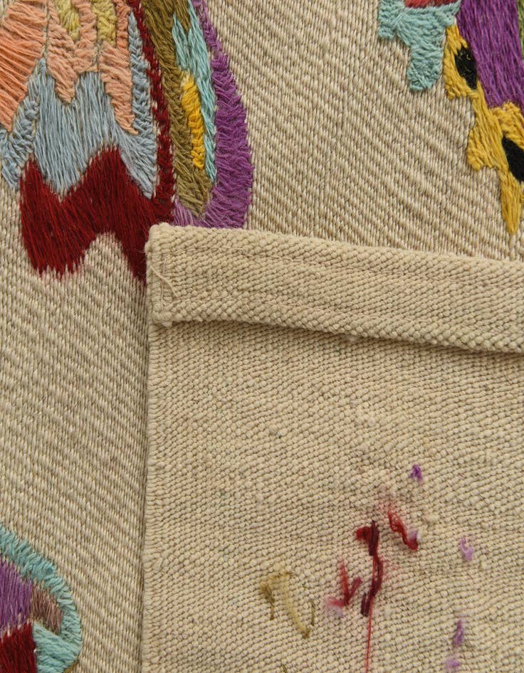 Detail image of 5' 2 x 6' 5  Hand Woven Kilim Suzani Wool Square Rug