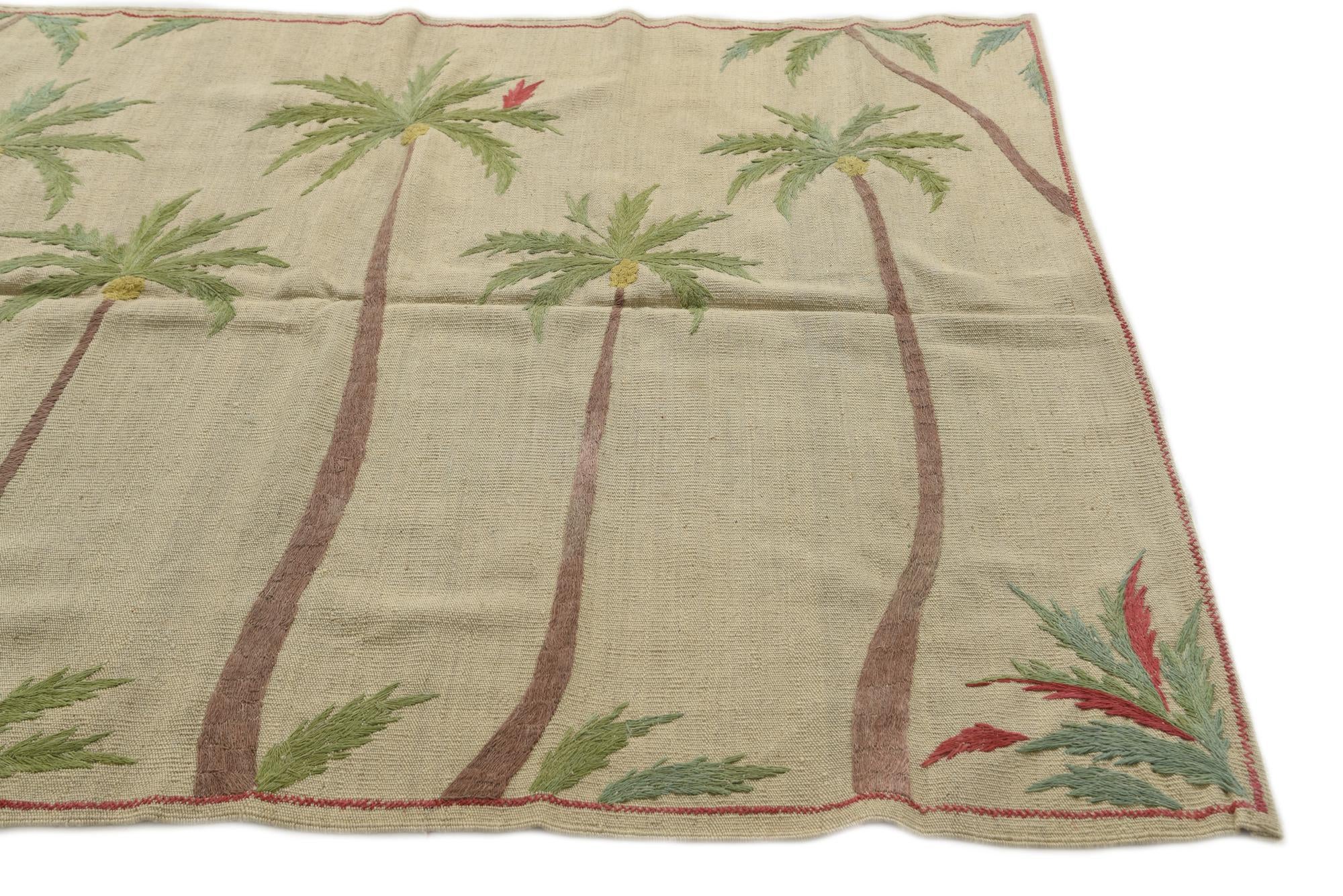 5' x 6' 2 Hand Woven Kilim Suzani Wool Square Rug