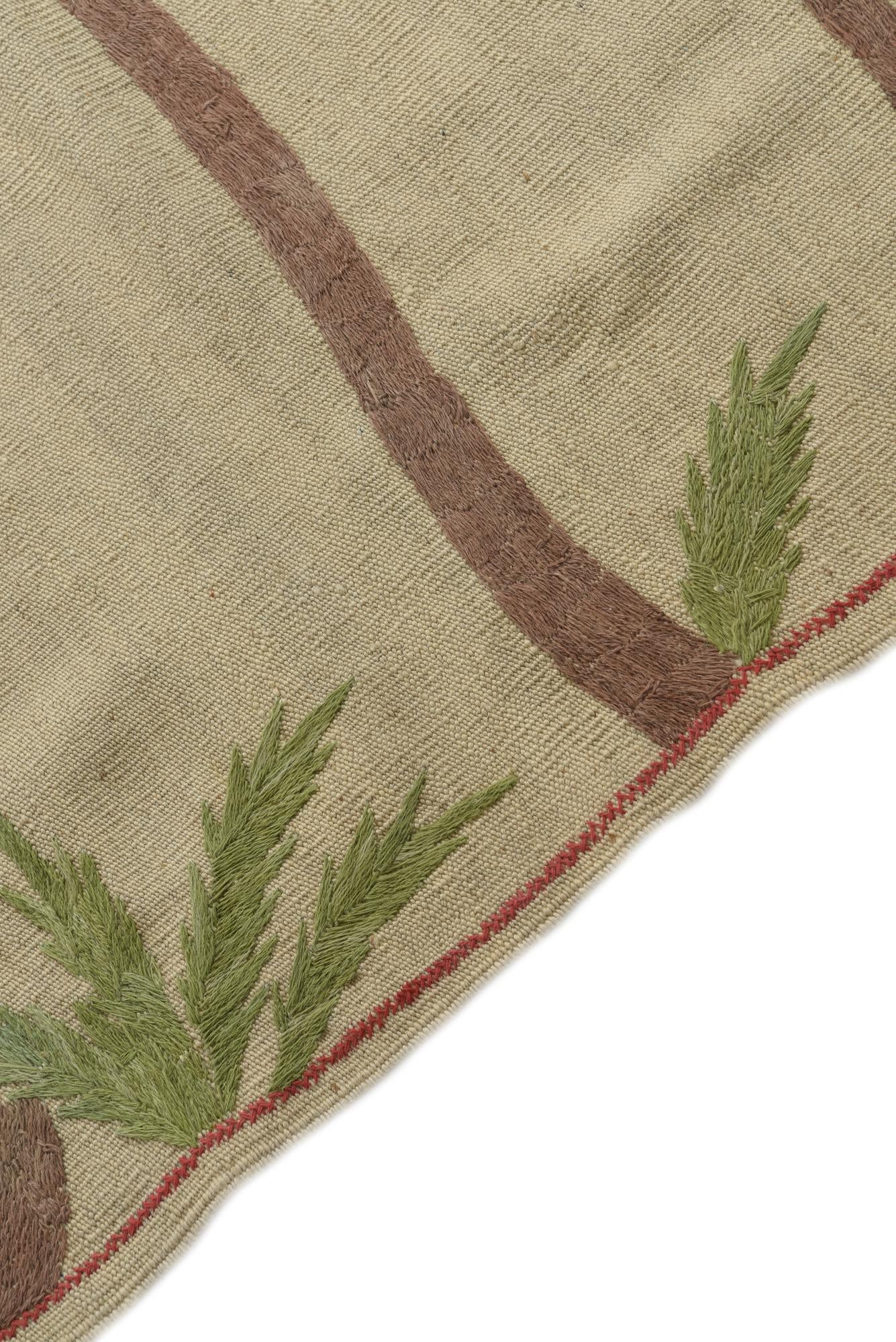 5' x 6' 2 Hand Woven Kilim Suzani Wool Square Rug