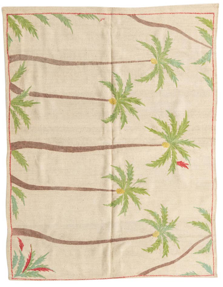 Detail image of 5' x 6' 2 Hand Woven Kilim Suzani Wool Square Rug