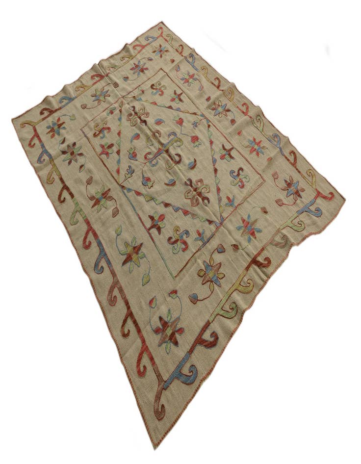 Detail image of 5' 4 x 6' 4  Hand Woven Kilim Suzani Wool Square Rug