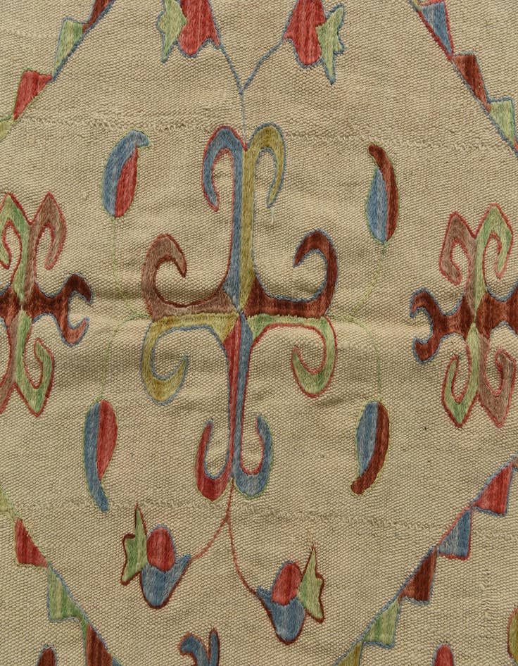 Detail image of 5' 4 x 6' 4  Hand Woven Kilim Suzani Wool Square Rug