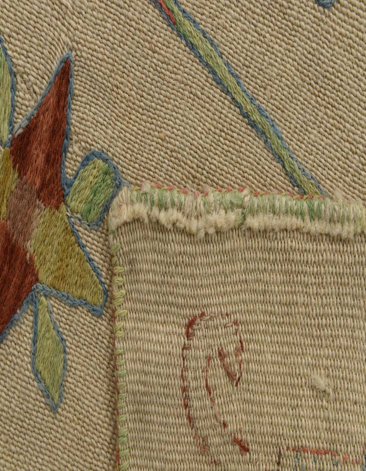 Detail image of 5' 4 x 6' 4  Hand Woven Kilim Suzani Wool Square Rug