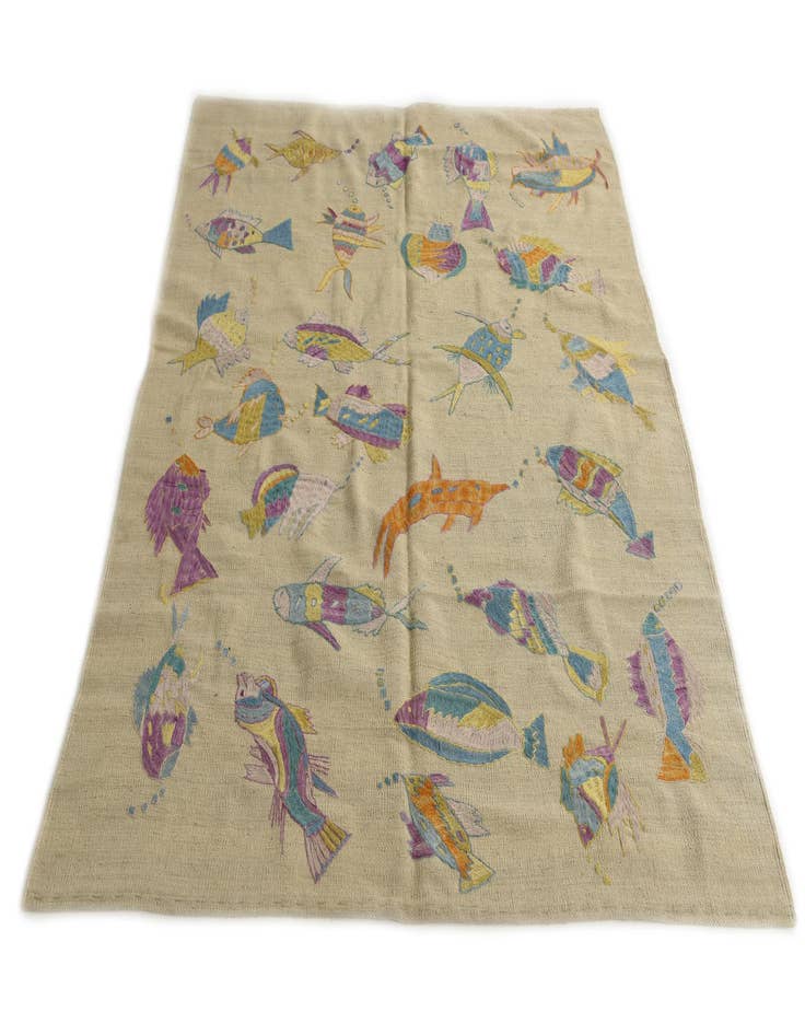 Detail image of 5' 1 x 6' 3  Hand Woven Kilim Suzani Wool Square Rug