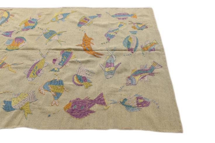 Detail image of 5' 1 x 6' 3 Hand Woven Kilim Suzani Wool Square Rug