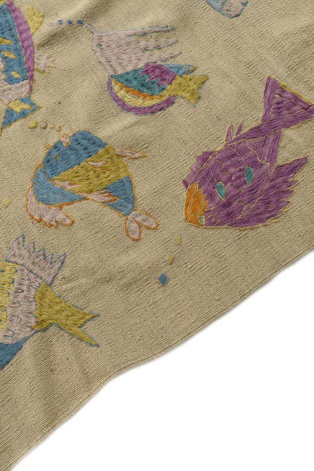 Detail image of 5' 1 x 6' 3 Hand Woven Kilim Suzani Wool Square Rug