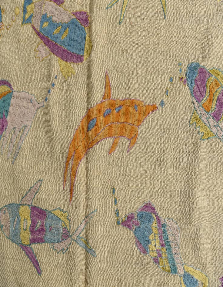 Detail image of 5' 1 x 6' 3  Hand Woven Kilim Suzani Wool Square Rug