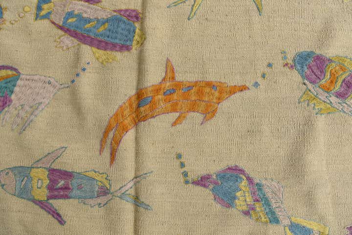 5' 1 x 6' 3 Hand Woven Kilim Suzani Wool Square Rug