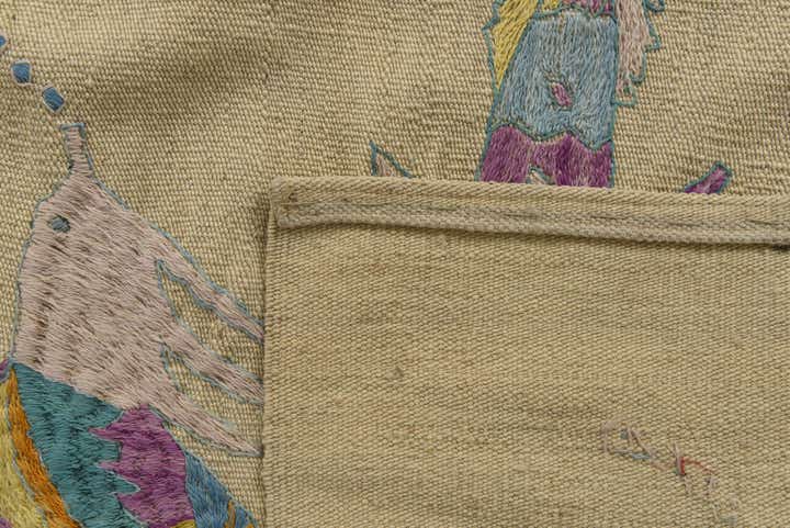 5' 1 x 6' 3 Hand Woven Kilim Suzani Wool Square Rug