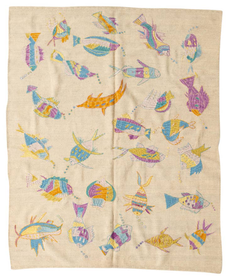 Detail image of 5' 1 x 6' 3 Hand Woven Kilim Suzani Wool Square Rug