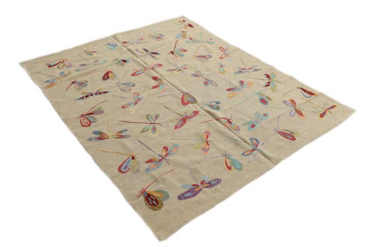 5' 1 x 6' 3 Hand Woven Kilim Suzani Wool Square Rug
