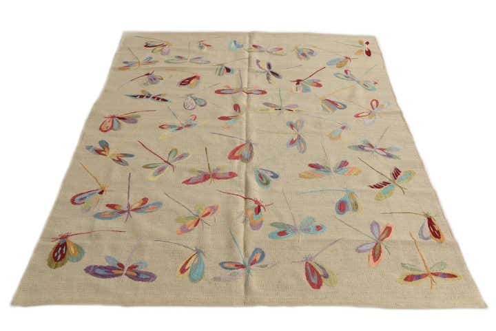 5' 1 x 6' 3 Hand Woven Kilim Suzani Wool Square Rug