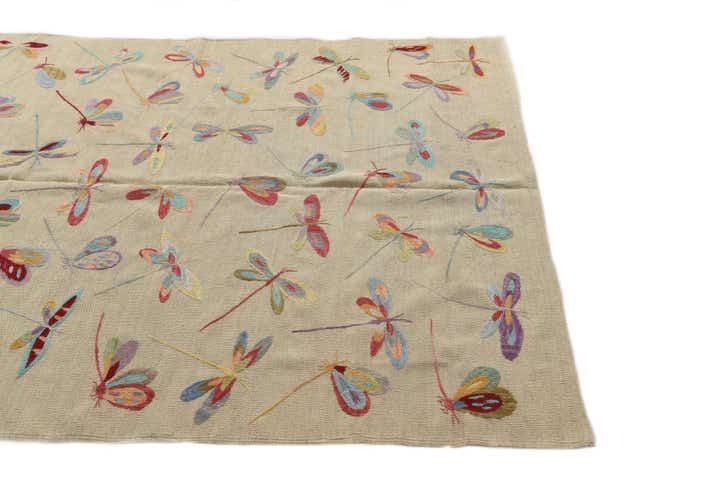 5' 1 x 6' 3 Hand Woven Kilim Suzani Wool Square Rug