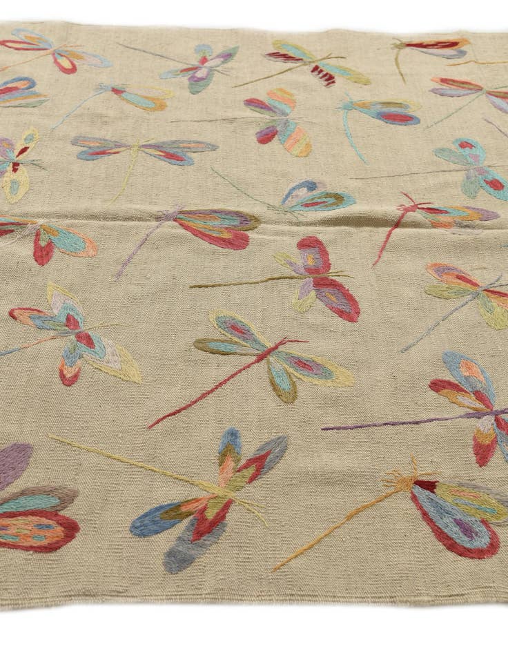 Detail image of 5' 1 x 6' 3  Hand Woven Kilim Suzani Wool Square Rug