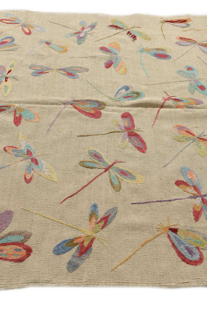 5' 1 x 6' 3 Hand Woven Kilim Suzani Wool Square Rug