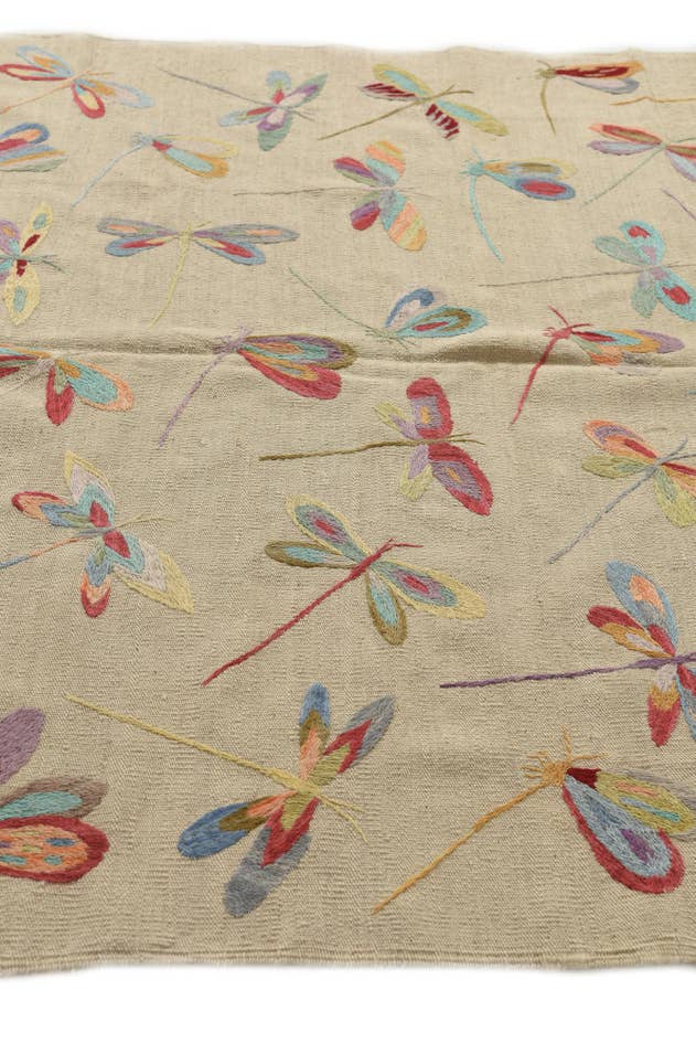 Detail image of 5' 1 x 6' 3 Hand Woven Kilim Suzani Wool Square Rug