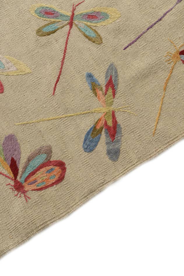 Detail image of 5' 1 x 6' 3 Hand Woven Kilim Suzani Wool Square Rug