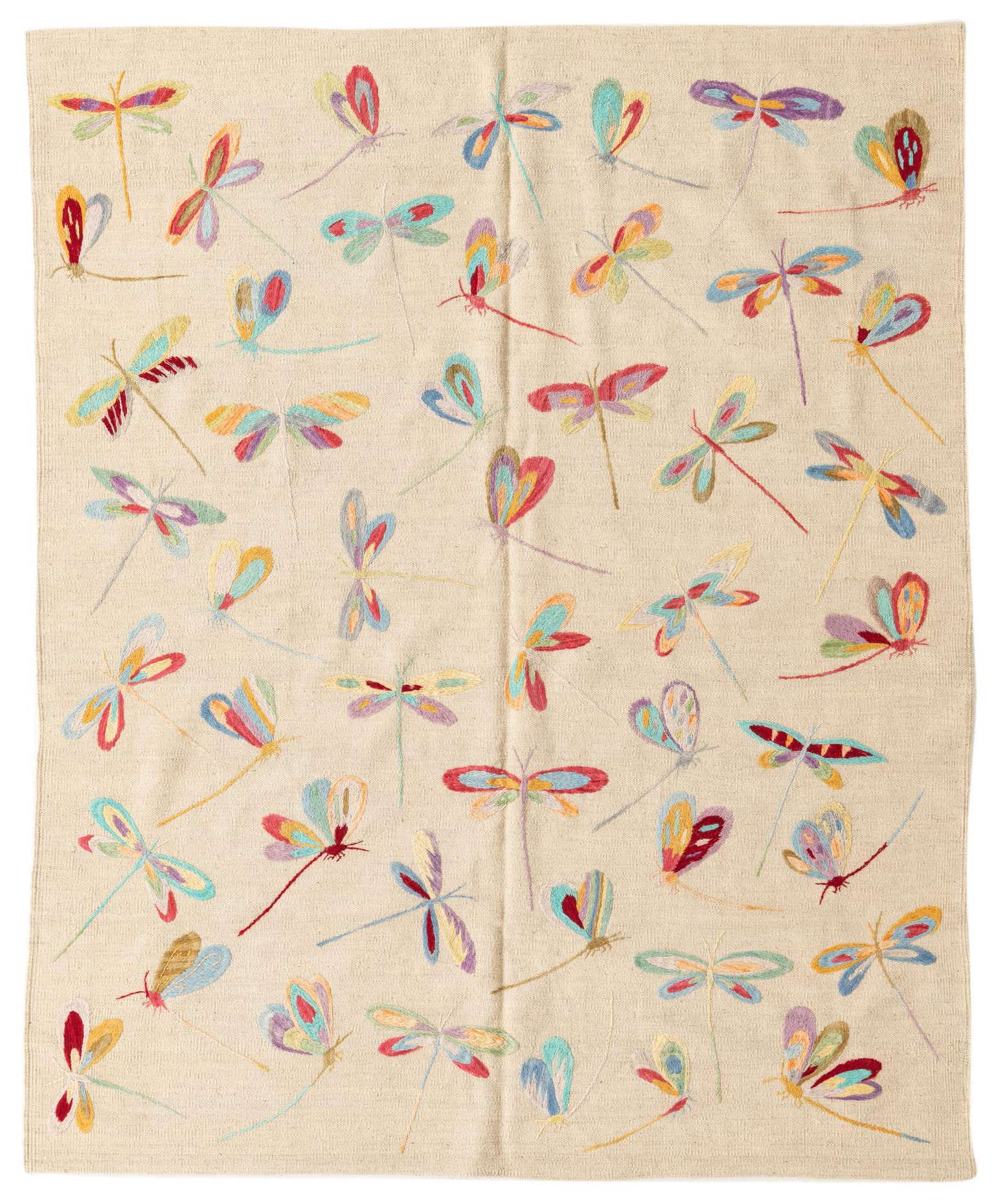 5' 1 x 6' 3 Hand Woven Kilim Suzani Wool Square Rug