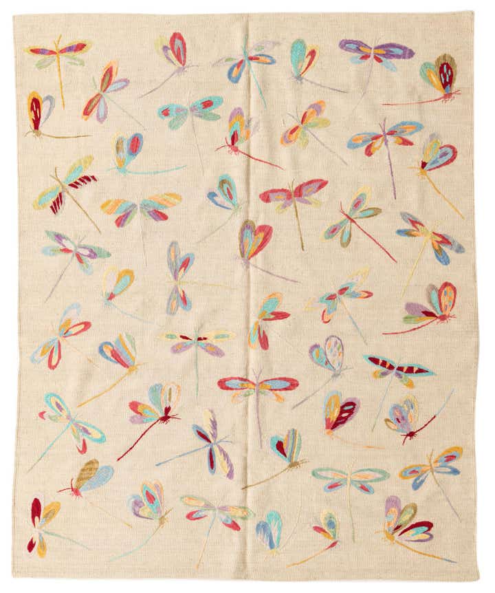 5' 1 x 6' 3 Hand Woven Kilim Suzani Wool Square Rug