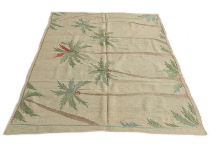5' x 6' 2 Hand Woven Kilim Suzani Wool Square Rug