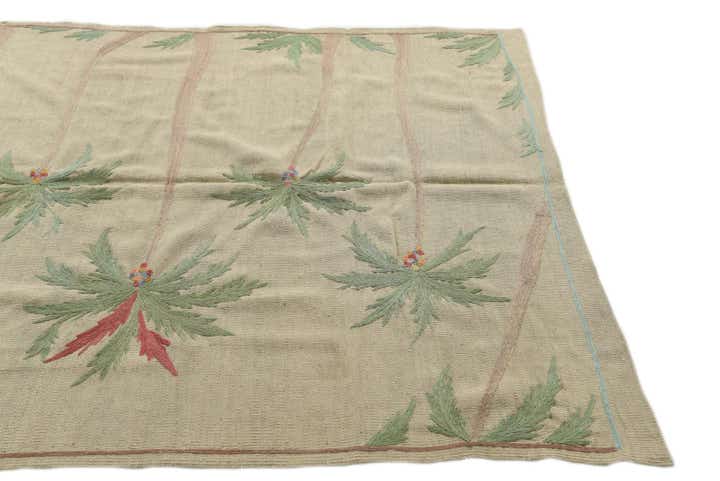 5' x 6' 2 Hand Woven Kilim Suzani Wool Square Rug